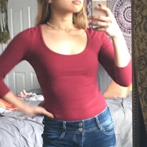 Burgandy long sleeve body suit
